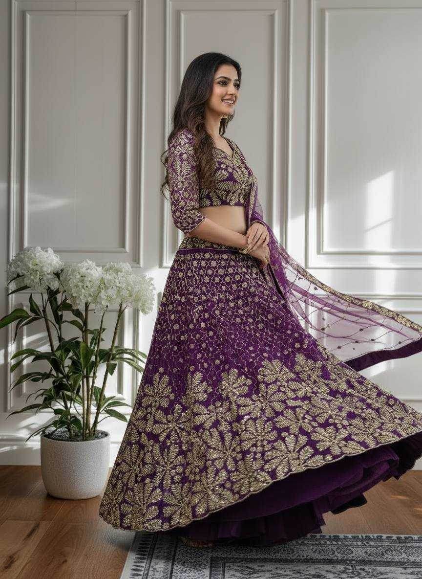 Butterfly Net Embroidered Lehenga - MYLUXURY LANE ENTERPRISE